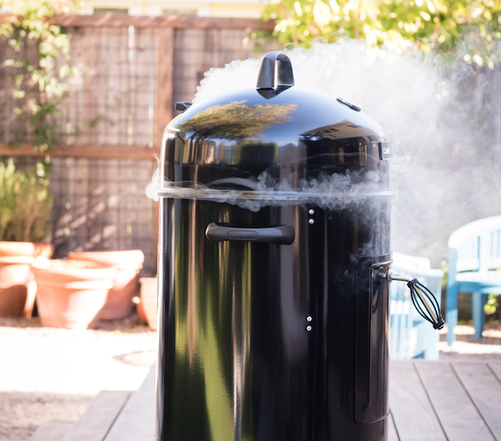 black Cuisinart Smoker on deck